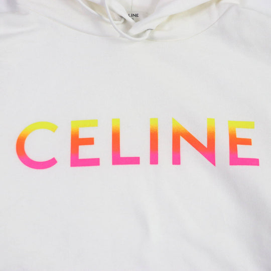 CELINE Hoodie 2Y753670Q Main: 100% cotton, part: 96% cotton, part: 4% polyurethane white mens XL Used Authentic