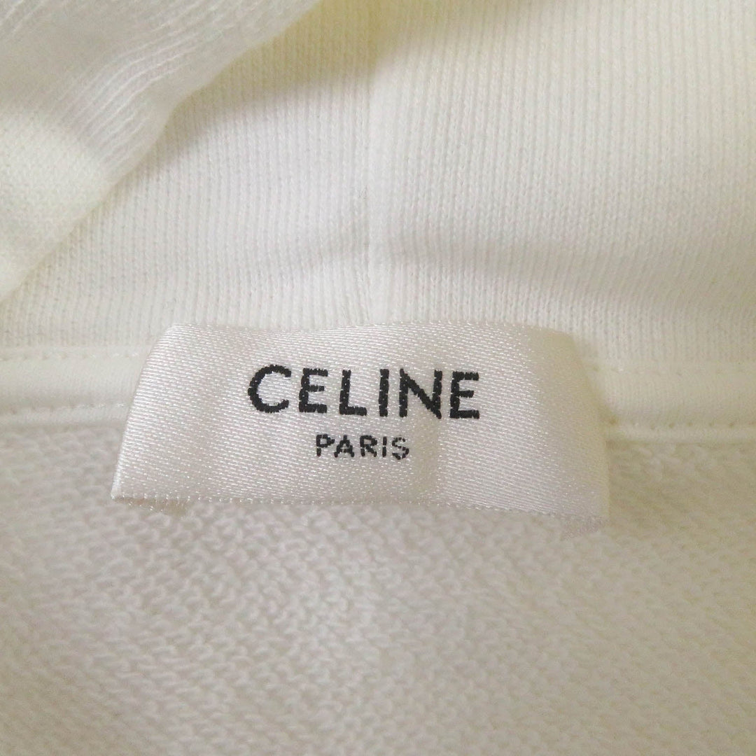 CELINE Hoodie 2Y753670Q Main: 100% cotton, part: 96% cotton, part: 4% polyurethane white mens XL Used Authentic