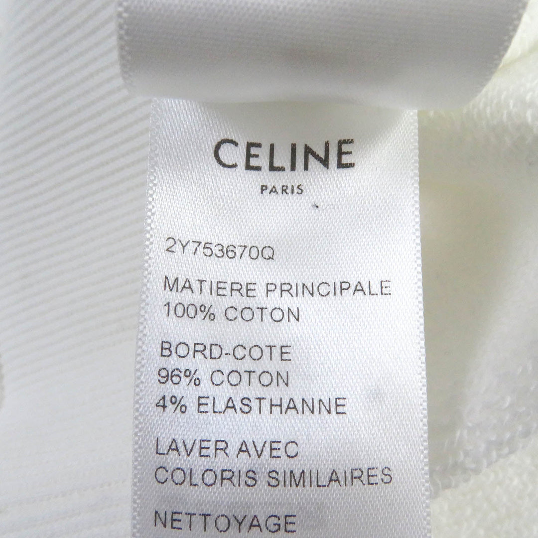 CELINE Hoodie 2Y753670Q Main: 100% cotton, part: 96% cotton, part: 4% polyurethane white mens XL Used Authentic