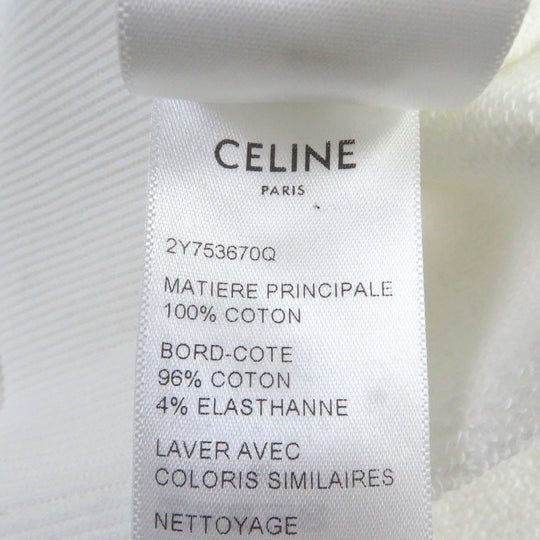 CELINE Hoodie 2Y753670Q Main: 100% cotton, part: 96% cotton, part: 4% polyurethane white mens XL Used Authentic