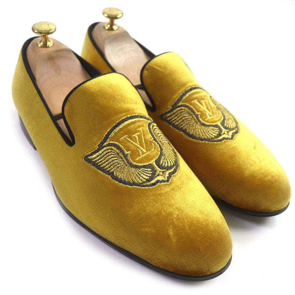 LOUIS VUITTON loafers Main: Velour yellow Auteuil line mens 6 Used Authentic
