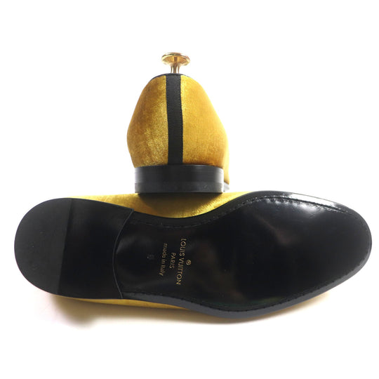 LOUIS VUITTON loafers Main: Velour yellow Auteuil line mens 6 Used Authentic