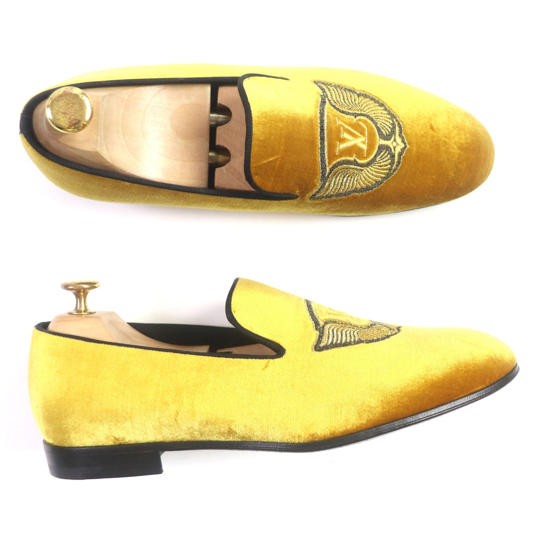LOUIS VUITTON loafers Main: Velour yellow Auteuil line mens 6 Used Authentic
