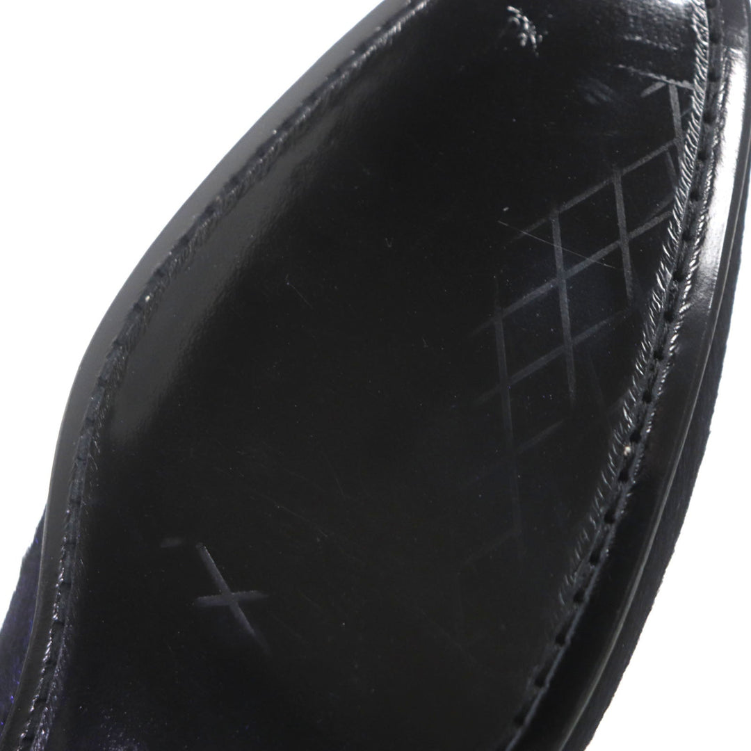 LOUIS VUITTON loafers Velor Navy Auteuil Line Embroidered slip-ons mens 6 Used Authentic