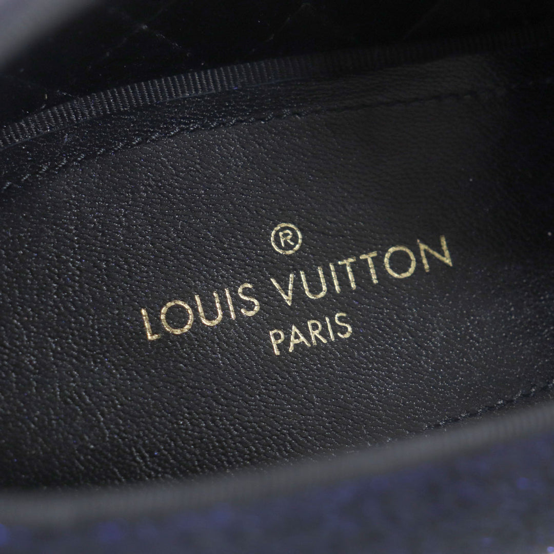 LOUIS VUITTON loafers Velor Navy Auteuil Line Embroidered slip-ons mens 6 Used Authentic
