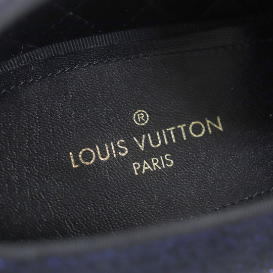LOUIS VUITTON loafers Velor Navy Auteuil Line Embroidered slip-ons mens 6 Used Authentic