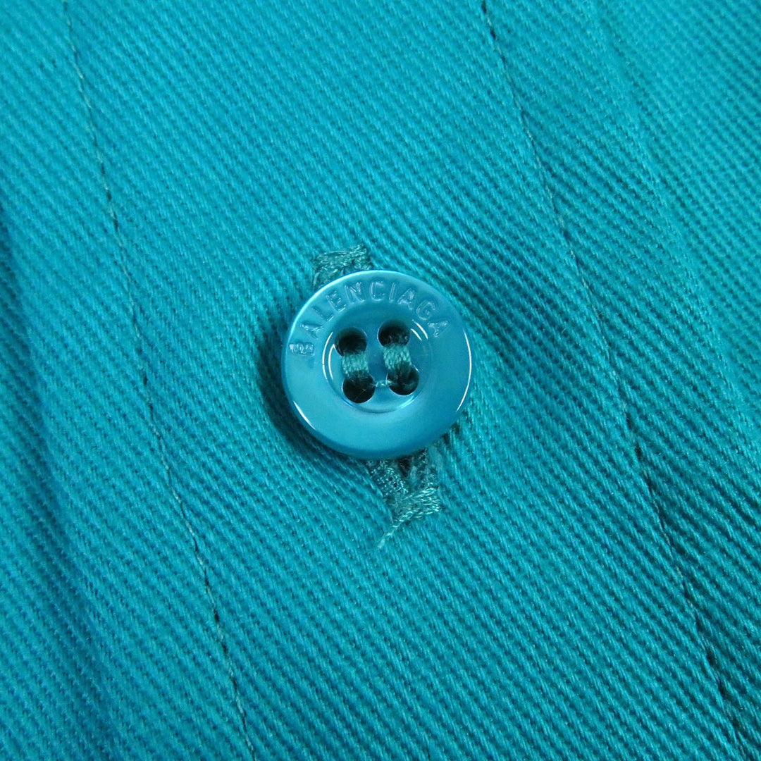 BALENCIAGA Long sleeve shirt 595219 Main: 100% cotton turquoise blue mens 40 Used Authentic