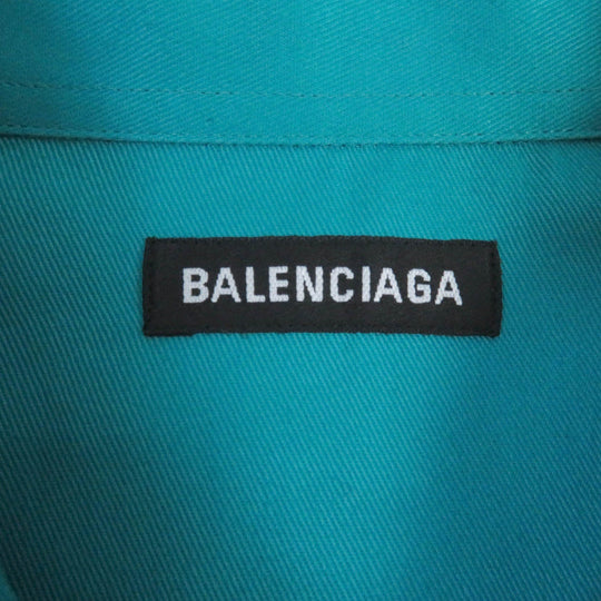 BALENCIAGA Long sleeve shirt 595219 Main: 100% cotton turquoise blue mens 40 Used Authentic