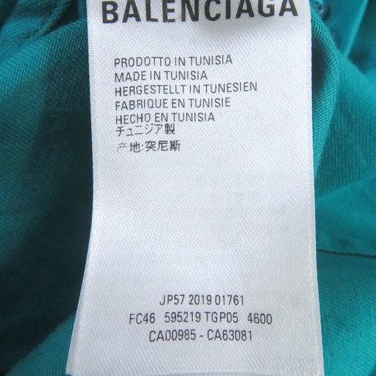 BALENCIAGA Long sleeve shirt 595219 Main: 100% cotton turquoise blue mens 40 Used Authentic
