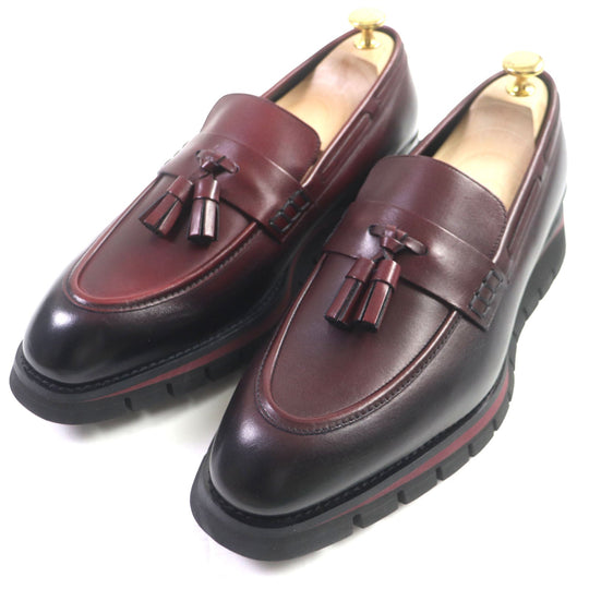 LOUIS VUITTON loafers Main: Leather Bordeaux Black Goncourt Line mens 7 Used Authentic