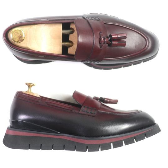 LOUIS VUITTON loafers Main: Leather Bordeaux Black Goncourt Line mens 7 Used Authentic