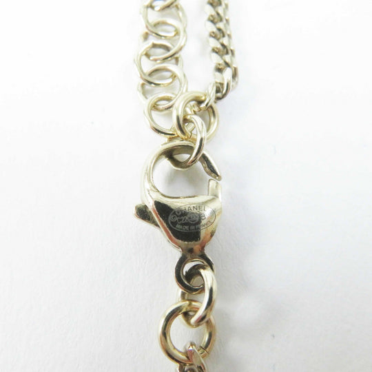 CHANEL Necklace C22B Metal, Rhinestone, Faux Pearl Black gold COCO Mark Heart Women Used Authentic