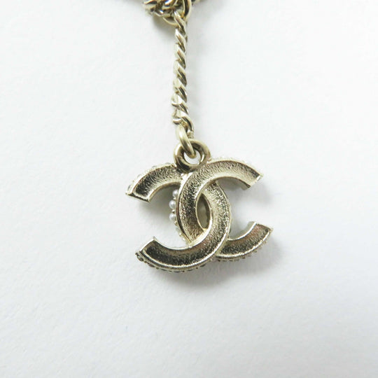 CHANEL Necklace C22B Metal, Rhinestone, Faux Pearl Black gold COCO Mark Heart Women Used Authentic