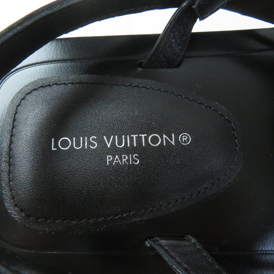 LOUIS VUITTON Sandals Main: Leather Black gold Peplum Line Women 36 1/2 Used Authentic