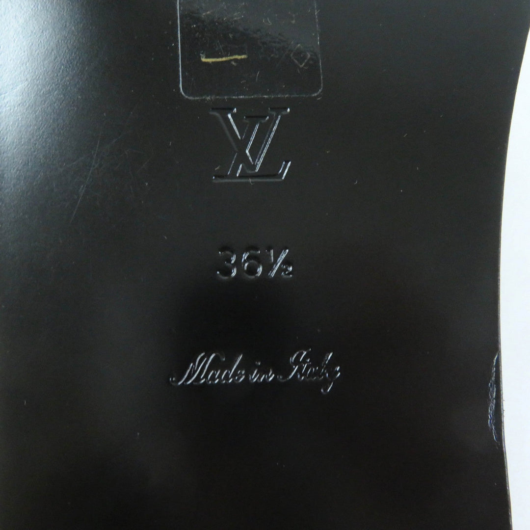 LOUIS VUITTON Sandals Main: Leather Black gold Peplum Line Women 36 1/2 Used Authentic