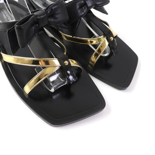 LOUIS VUITTON Sandals Main: Leather Black gold Peplum Line Women 36 1/2 Used Authentic