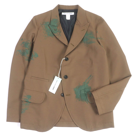 COMME des GARCONS tailored jacket FM-J502 Main: 100% polyester Brown Woven Hand Printed mens S Used Authentic
