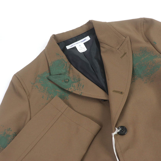 COMME des GARCONS tailored jacket FM-J502 Main: 100% polyester Brown Woven Hand Printed mens S Used Authentic