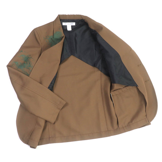 COMME des GARCONS tailored jacket FM-J502 Main: 100% polyester Brown Woven Hand Printed mens S Used Authentic
