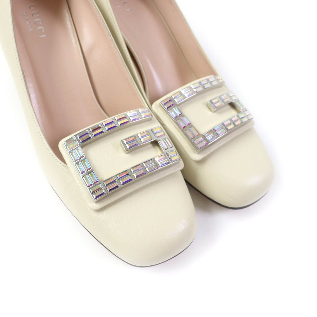 GUCCI pumps 522697 Main: Leather Ivory Women 37.5 Used Authentic