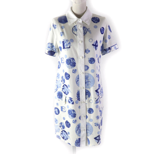 LEONARD SPORT one piece Main: 95% cotton, Main: 5% polyurethane, Part: 100% cotton White blue Women 40 Used Authentic