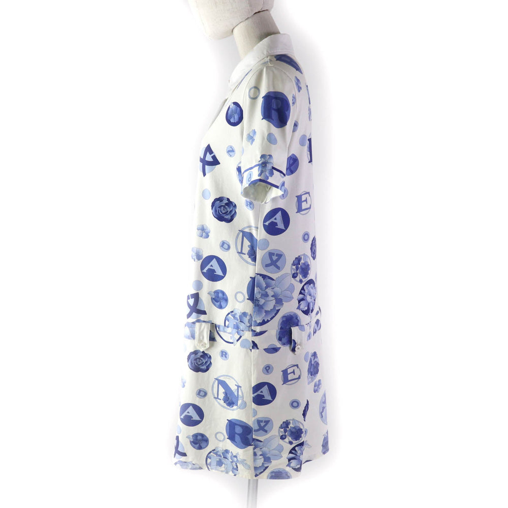 LEONARD SPORT one piece Main: 95% cotton, Main: 5% polyurethane, Part: 100% cotton White blue Women 40 Used Authentic