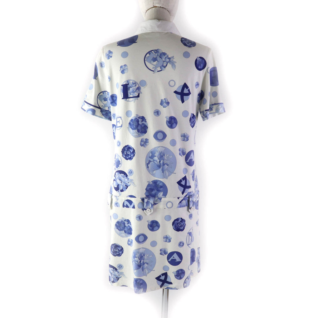 LEONARD SPORT one piece Main: 95% cotton, Main: 5% polyurethane, Part: 100% cotton White blue Women 40 Used Authentic