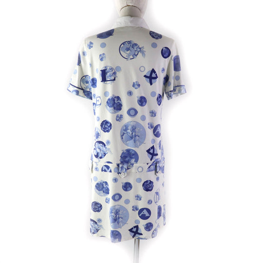 LEONARD SPORT one piece Main: 95% cotton, Main: 5% polyurethane, Part: 100% cotton White blue Women 40 Used Authentic