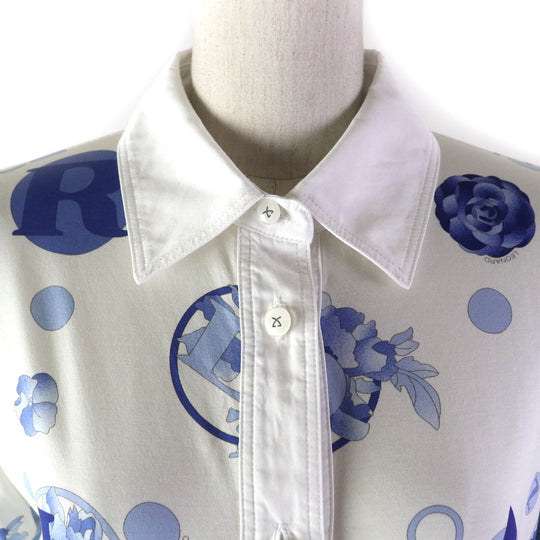 LEONARD SPORT one piece Main: 95% cotton, Main: 5% polyurethane, Part: 100% cotton White blue Women 40 Used Authentic