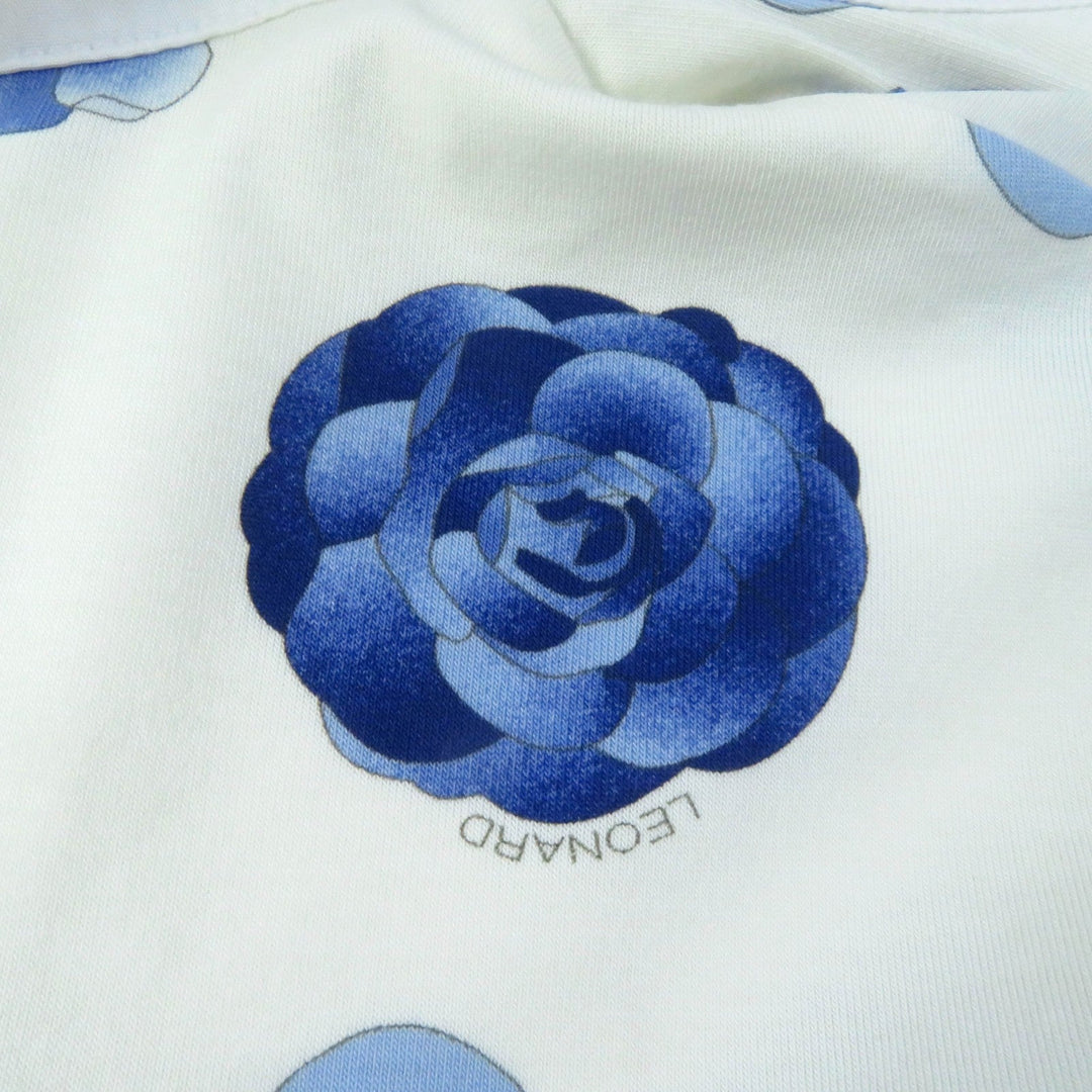 LEONARD SPORT one piece Main: 95% cotton, Main: 5% polyurethane, Part: 100% cotton White blue Women 40 Used Authentic