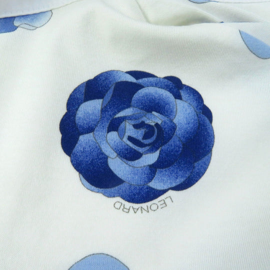 LEONARD SPORT one piece Main: 95% cotton, Main: 5% polyurethane, Part: 100% cotton White blue Women 40 Used Authentic