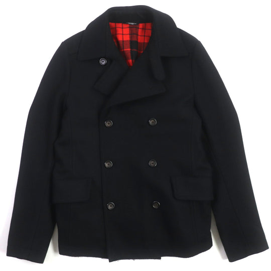 DOLCE&GABBANA pea coat Outer: 85% wool, Outer: 15% polyamide (nylon), Lining: 90% wool, Lining: 8% polyester, Lining: 2% elastane (polyurethane) black mens 48 Used Authentic
