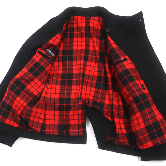 DOLCE&GABBANA pea coat Outer: 85% wool, Outer: 15% polyamide (nylon), Lining: 90% wool, Lining: 8% polyester, Lining: 2% elastane (polyurethane) black mens 48 Used Authentic