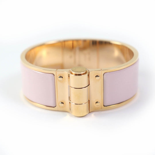HERMES Bangle Enamel, Gold Plated Pink gold Charniere GM Women Used Authentic