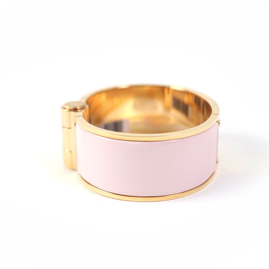 HERMES Bangle Enamel, Gold Plated Pink gold Charniere GM Women Used Authentic