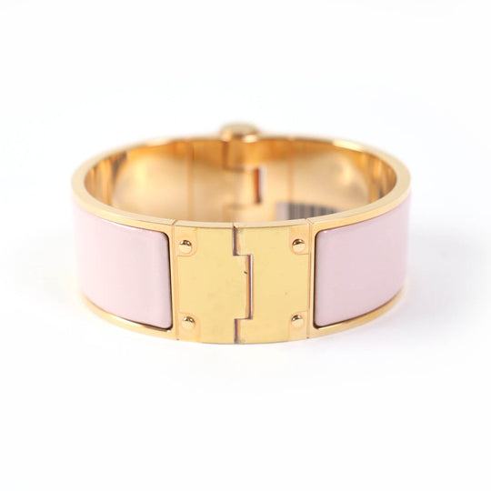 HERMES Bangle Enamel, Gold Plated Pink gold Charniere GM Women Used Authentic