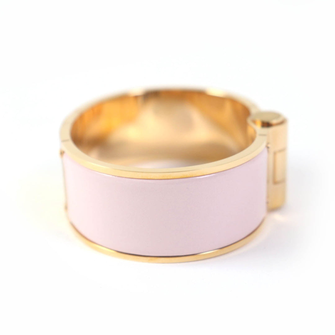 HERMES Bangle Enamel, Gold Plated Pink gold Charniere GM Women Used Authentic