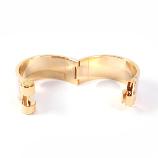 HERMES Bangle Enamel, Gold Plated Pink gold Charniere GM Women Used Authentic