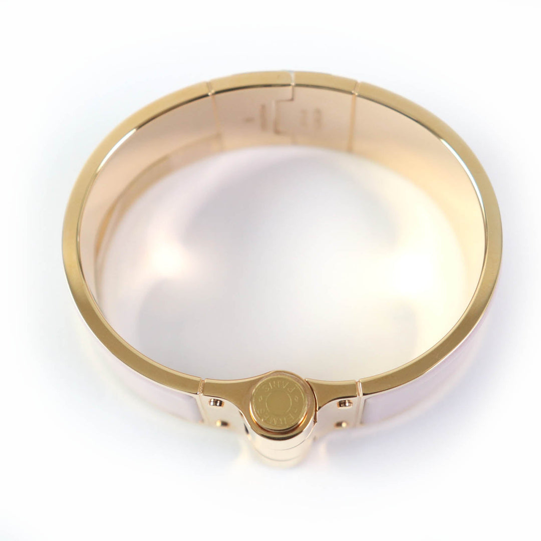 HERMES Bangle Enamel, Gold Plated Pink gold Charniere GM Women Used Authentic