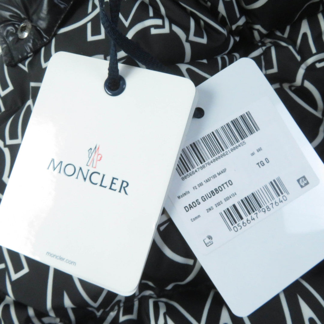 MONCLER Down jacket Main: 100% polyester, Lining: 100% nylon, Filling: 90% down, Filling: 10% feather Black White DAOS GIUBBOTTO Women ‚O Used Authentic