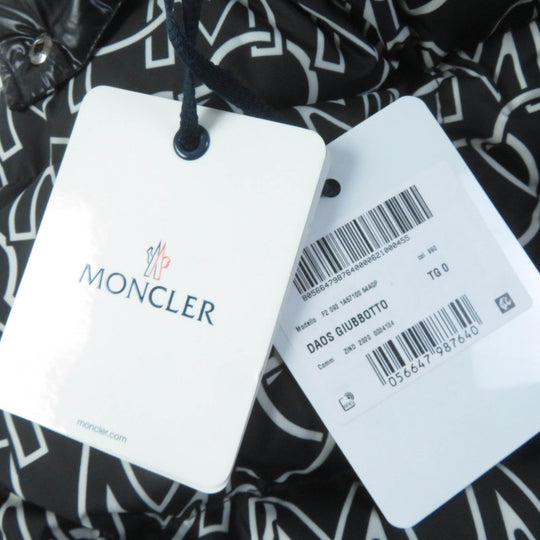 MONCLER Down jacket Main: 100% polyester, Lining: 100% nylon, Filling: 90% down, Filling: 10% feather Black White DAOS GIUBBOTTO Women ‚O Used Authentic