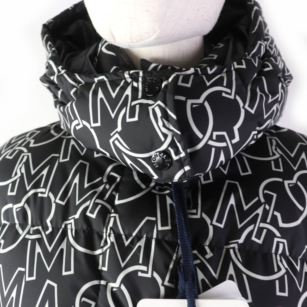 MONCLER Down jacket Main: 100% polyester, Lining: 100% nylon, Filling: 90% down, Filling: 10% feather Black White DAOS GIUBBOTTO Women ‚O Used Authentic