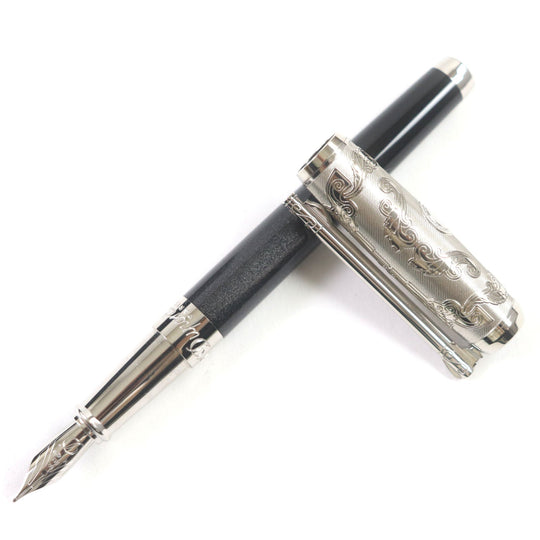 Dupont fountain pen Pen point: K14 Black Silver Wild West mens Used Authentic