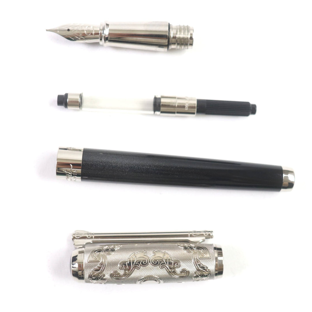 Dupont fountain pen Pen point: K14 Black Silver Wild West mens Used Authentic
