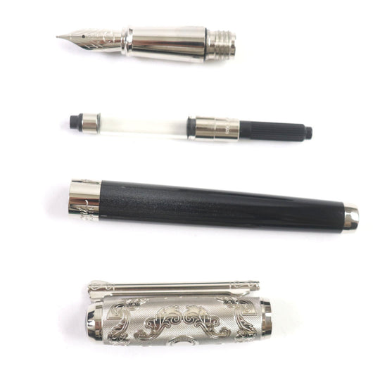 Dupont fountain pen Pen point: K14 Black Silver Wild West mens Used Authentic