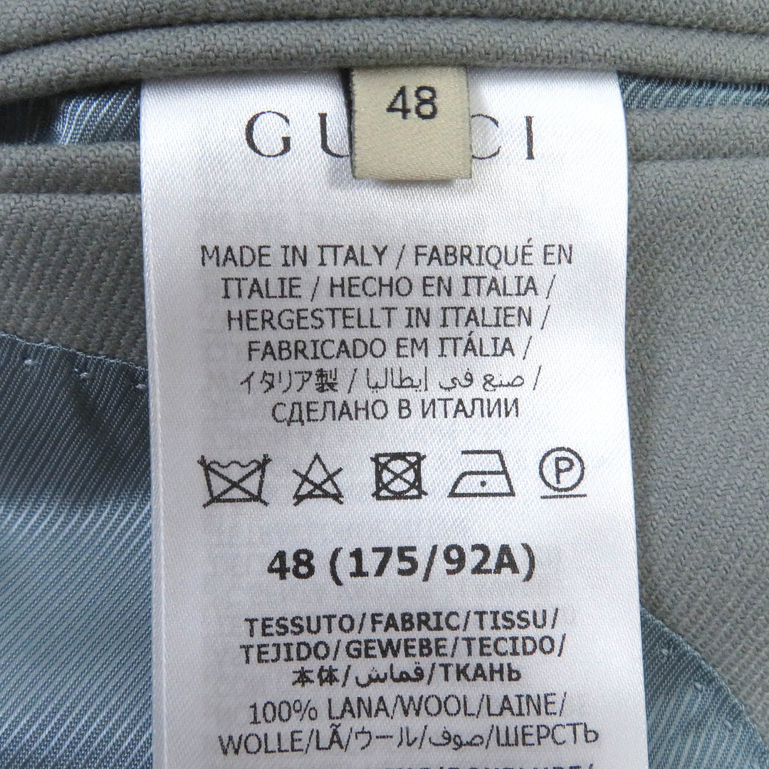 GUCCI tailored jacket 720173 Outer: 100% wool, Lining: 100% rayon, Part: 59% cotton, Part: 41% rayon gray mens 48 Used Authentic