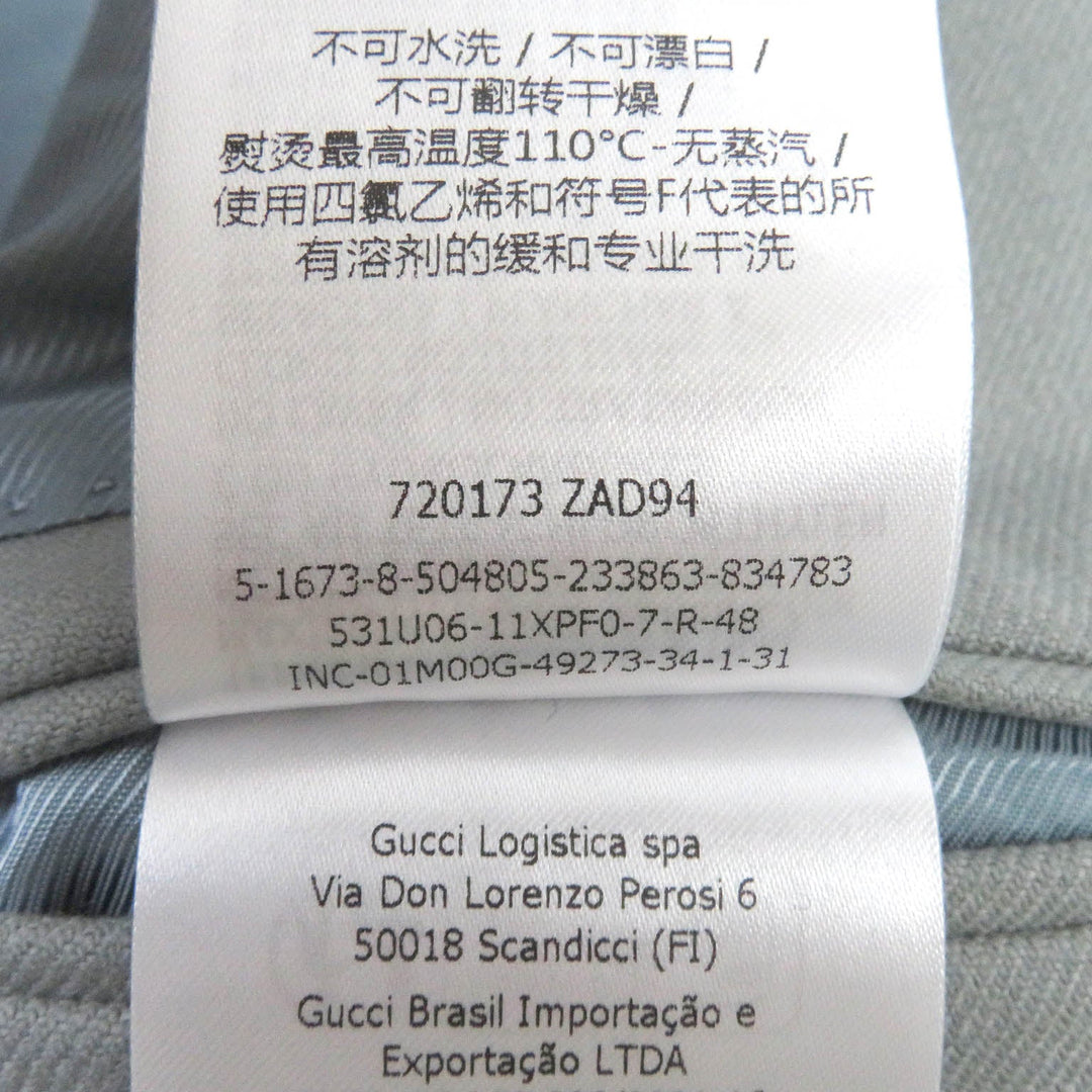 GUCCI tailored jacket 720173 Outer: 100% wool, Lining: 100% rayon, Part: 59% cotton, Part: 41% rayon gray mens 48 Used Authentic