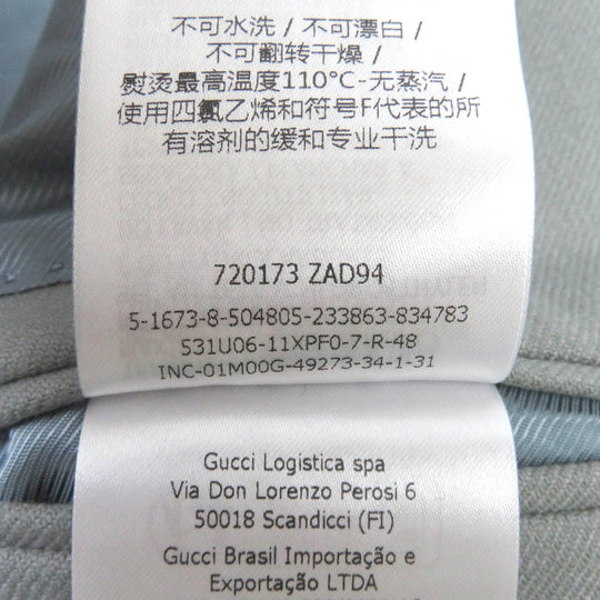 GUCCI tailored jacket 720173 Outer: 100% wool, Lining: 100% rayon, Part: 59% cotton, Part: 41% rayon gray mens 48 Used Authentic