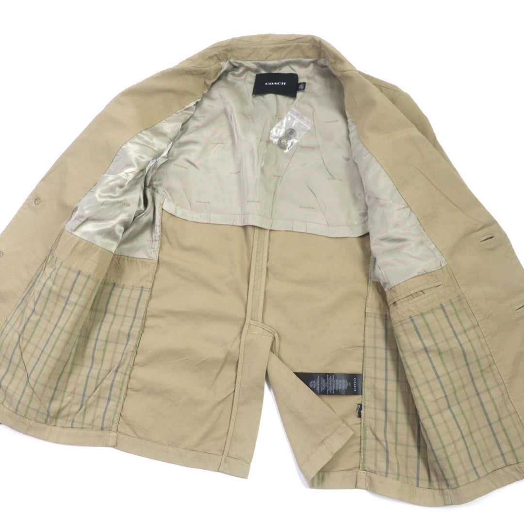 COACH tailored jacket CS217 Main: 100% cotton, Lining: 58% polyester, Lining: 42% rayon, Lining: 100% cotton, Sleeve lightening: polyester beige Casual Lightweight Blazer mens M Used Authentic
