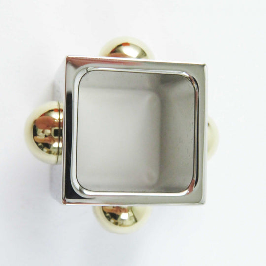 HERMES Scarf ring Metal, Gold Plated Silver Cube Women Used Authentic